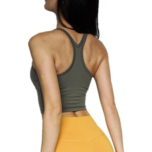 CretKoav 2020 New Sports Vest Women Elastic Tight Sleeveless Running Vest Sexy Crop Top Workout Quick-Dry Yoga Shirts With Pads
