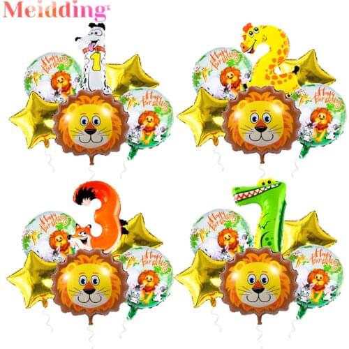 Jungle Child Happy Birthday Decoration Animal Helium Balloons Safari Party Supplies Kids Toys Ballons Baby Shower Decor Balony