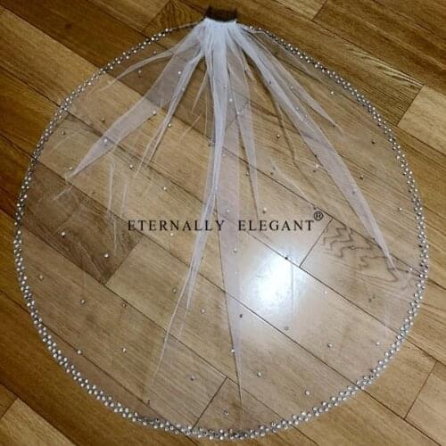 5m long 3m widthWhite/Ivory Real Photos Wedding Veil 2018 Gorgeous Short With Comb Lace Beaded Bridal Veil Wedding Accessories