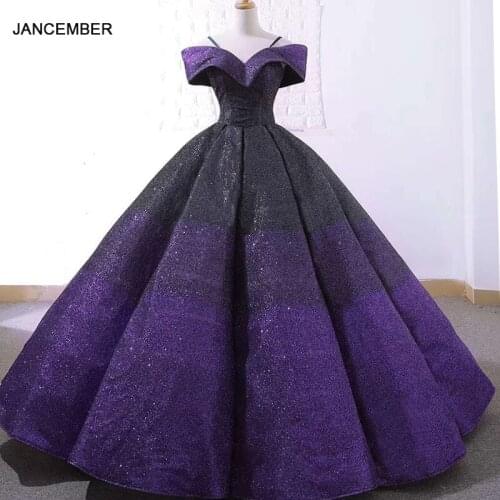 J66725 jancember ball gown evening dress 2019 sweetheart off shoulder short shiny prom party dress with glitter robe de soiree