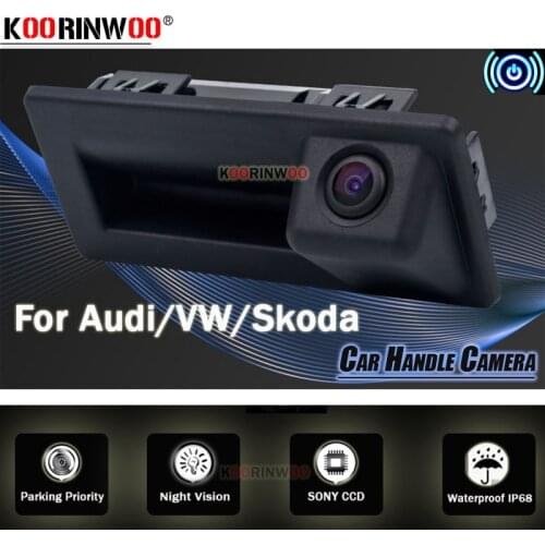 Koorinwoo HD CCD Car Rear View camera Track Handle Button Camera for VW/Audi//Skoda Teramont Tiguan Touran Octavia C-TREK A6L A3