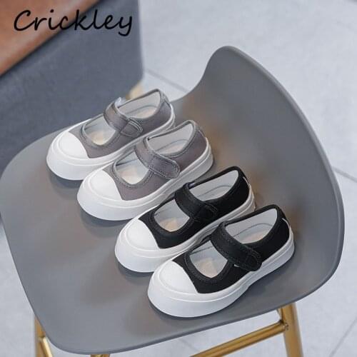 Fashion Girls Canvas Shoes Spring Autumn Shallow Breathable Children Casual Shoes Hook Loop Non Slip Platform Kids Sneakers