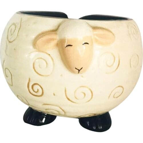 Ceramic Yarn Bowl Knitting Storage Holder Sheep Design Sewing Tool 17x12cm