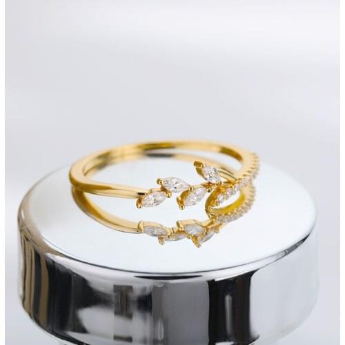 Flowers Rings For Women Girl Stainless Steel Gold Zirconia Leaf Ring Wedding Bands Party Jewelry Gift Accessories Bijoux Femme