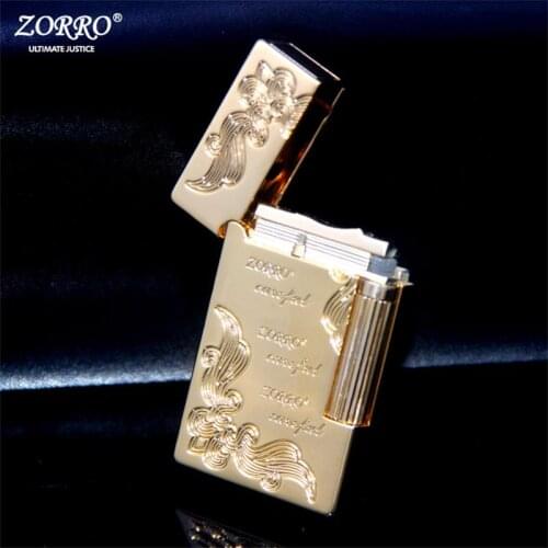 ZORRO Creative Kerosene Lighter Loudly Sound Side Sliding Torch Lighters Cigarette Cigar Lighter Smoking Accessories Mens Gift
