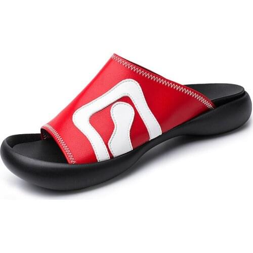 Summer Thick-soled Slippers All-match Open-toed Beach Shoes Leather Soft Bottom Fashion Breathable Tide Shoes Casual Sandals Men