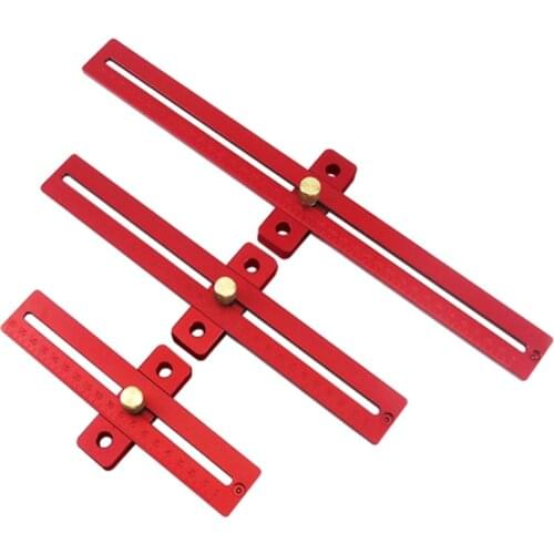 Aluminum Alloy Metric Line Scribe Ruler Positioning Measuring Ruler Woodworking Marking T-Ruler Tool Crossed Ruler T type
