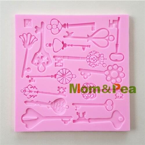 Mom&Pea MP101 Free Shipping Keys Silicone mold Cake Decoration Fondant Cake 3D Mold Food Grade