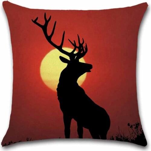 Deer elk Nordic animal sunset cushion cover Party Decor car Chair seat Home sofa Decoration kids friend gift present Pillowcase