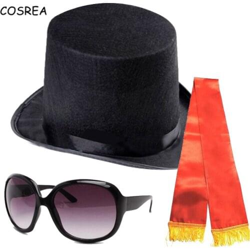 Props Coffin Dance Cosplay Ghana Dancing Pallbearers Hat Cap Glasses Ribbon Set Funeral Professional Team Display Funny Costumes