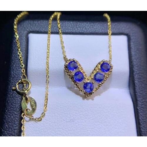 Shilovem 18k yellow gold real Natural sapphire Gemstone pendants wholesale Women Fine new Christmas Gift 3*3mm dz03038194l