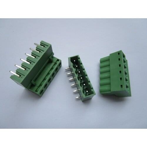 Close Angle 6 pin/way Pitch 5.08mm Screw Terminal Block Connector Green Color Pluggable Type With Angle pin 50 Pcs Per Lot