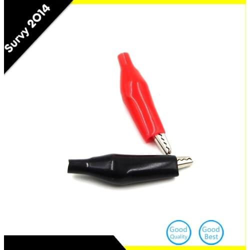 10Pair (=20pcs/lot) Black Red Soft Plastic Coated Testing Probe Aligator Clips Crocodile P2001