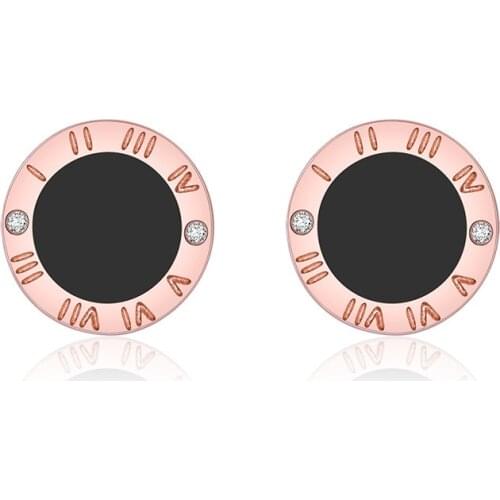Korean Round Crystal Stud Earrings For Women Stainless Steel Numeral Small Earrings Lady Fashion Jewelry