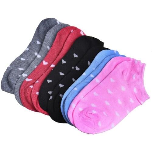 5 Pairs Women Sports Casual Ankle Low Cotton Socks Breathable Ankle Short Socks Low Cut Printing Summer Boat Socks
