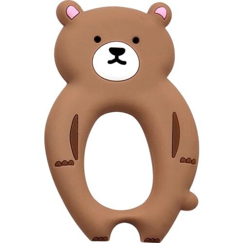 BPA Free Silicone Teethers Food Grade Tiny Rod DIY Teething Necklace Baby Shower Gifts Cartoon Bear Teether 1pc