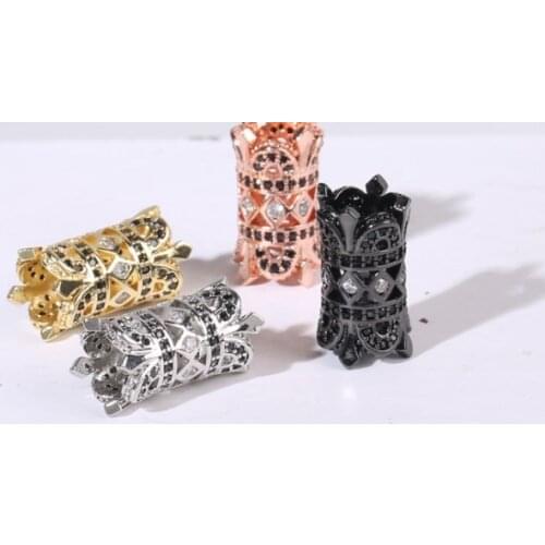 17*10mm tube head crystal micro pave cz zircon cubic zirconia beads copper silver gold plated bracelet accessories yfg3