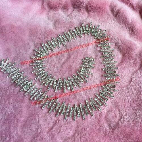 2.1cm crystal bridal trims shiny rhinestone metal chain for garments dress sewing accessory DIY shoes bags collar decoration