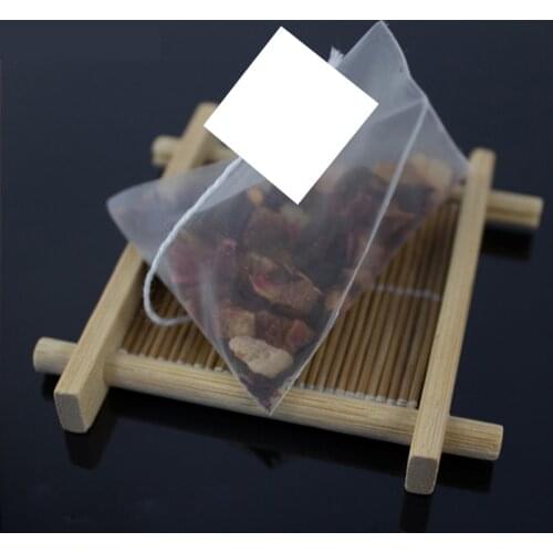 2000pcs/lot 5.8*7cm Pyramid Tea Bag Filters Nylon Transparent Empty TeaBag Single String With Label 6.5*8cm
