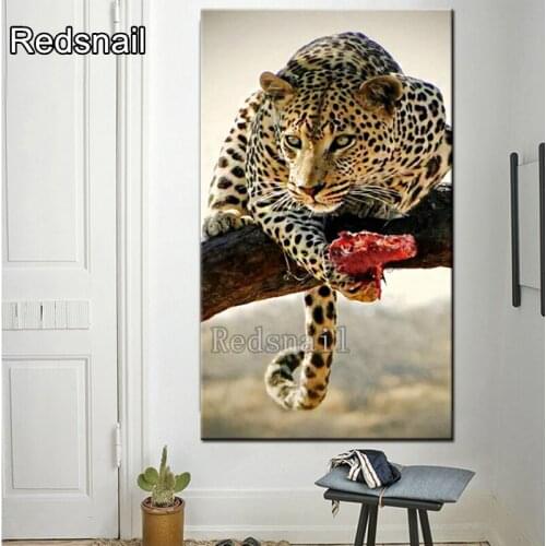 2020 Diamond Embroidery leopard prey picture large size 5D Diy Diamond Painting Cross Stitch Square round drill Decor art T2694