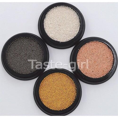 1Box Steel Beads Nail Studs Gold Silver Rose-Gold balck Metal 0.6mm Size 3D Nails Art Round Decorations DIY Manicure accessoires