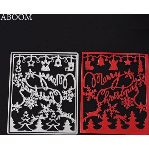 ABOOM Fresh Rectangle Frame Star Merry Christmas Metal Cutting Dies Stencil Scrapbooking Album Paper Card Craft Die Cut Machine
