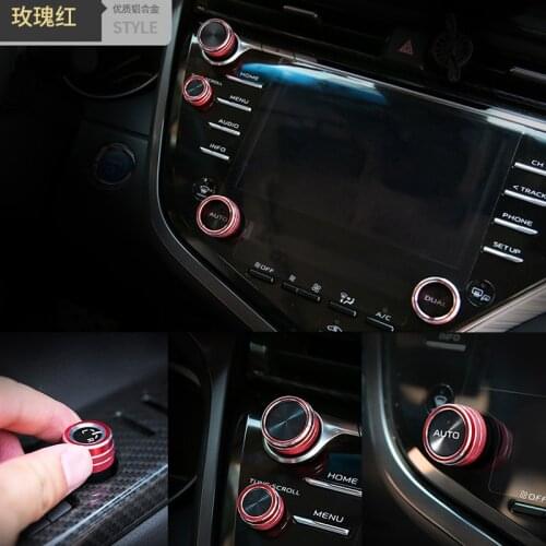 5pcs/set Aluminum Switch Cover Car Air Conditioning Audio Function Button Circle Trim For Toyota Camry 2018 70 styling moldings