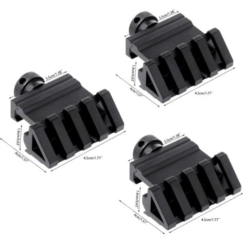 Aluminum 45 Degree Angle Offset 4 Slot Side Rail Scope Mount RTS Sight Rail 45mm Picatinny Weaver Laser airsoft accessories