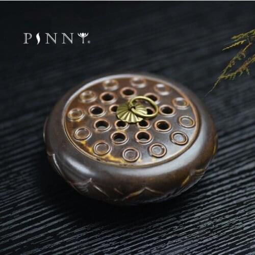 PINNY Antique Incense Burner Ceramic Coil Incense Holder Aroma Furnace Living Room Sandalwood Censer Ceramic Craft Bouddha