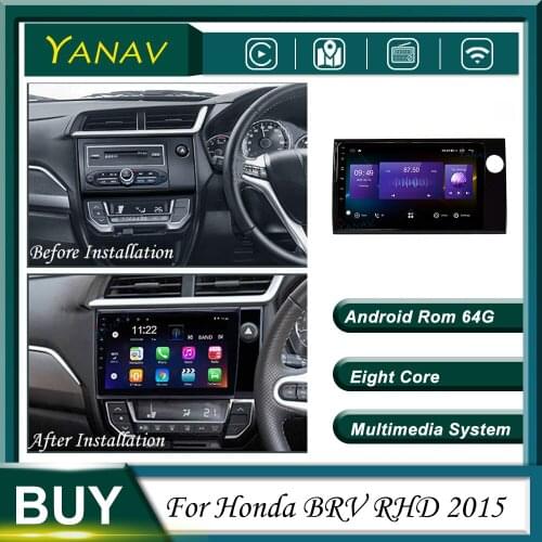 128G Android Car Radio Stereo Receiver For Honda BRV 2015 Right Hands Drive GPS Navigation Multimedia MP3 Player with Carplay