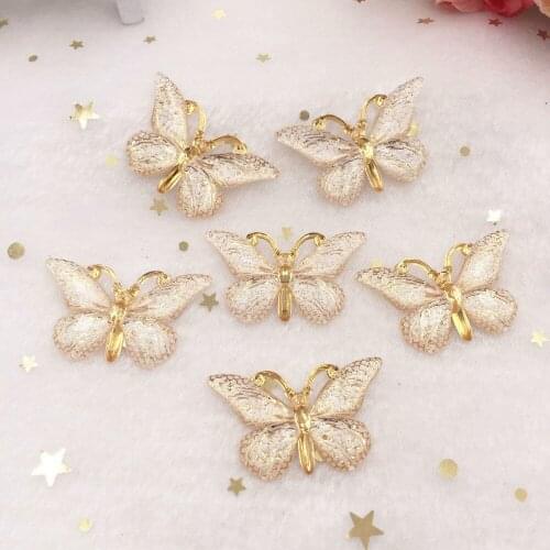 Shiny Colorful Butterfly Flat Back Rhinestone Appliques 50pcs DIY 1 Hole Bead Wedding Decoration Home Craft Christmas Gift W752