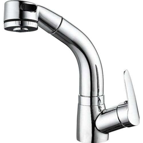 Black Pull-out Basin Hot and Cold Water Faucet 360 Degree Water Mixer Tap Brass Bathroom Lift Up and Down Retractable Faucet