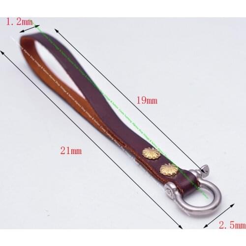 21mm Handmade Long Soft Leather Key Fob Belt Loop Holder Purse Strap 304L Stainless Steel Shackle Clasp Clip Key Chain