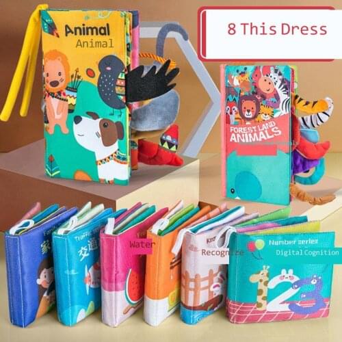 Animal Tail Dinosaur Baby Cloth Book Soft For Kids Puzzle Montessori Educational Books Toys 0-12 Months Visual Stimulation