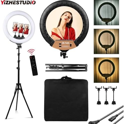 Yizhestudio F488 22inch Ring lamp 300pcs LED Ring Lights with 2M Stand Photography Lighting Kit for Camera Phone Makeup Youtube