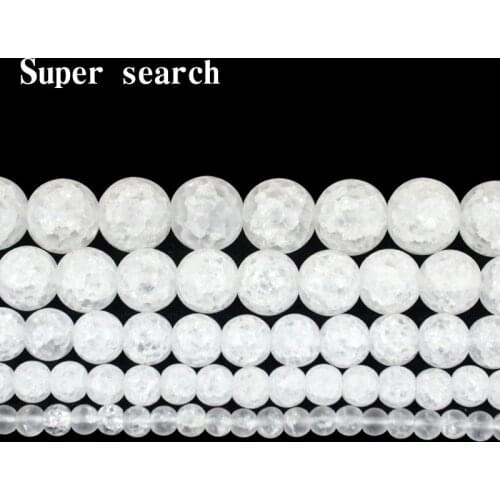 Dull Polish Matte White snow Cracked Crystal Frosted Round loose Beads Strand4/6/8/10/12mm Bracelet necklace making accessories