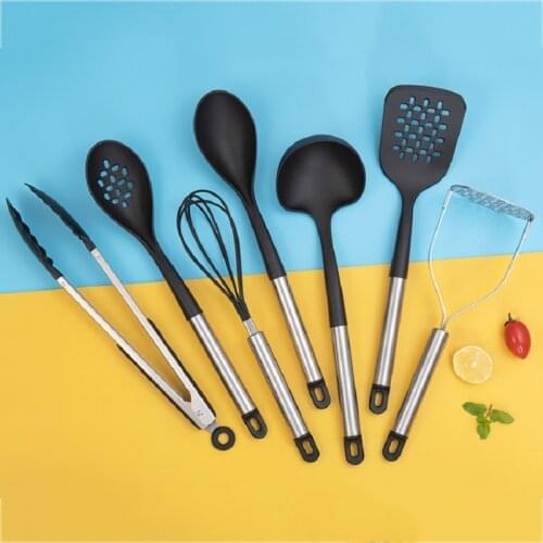 Kitchen Cooking Utensils Sets 8Piece Nylon and Stainless Steel Utensil Spatula Non-stick Kitchen Utensils Tool accessories