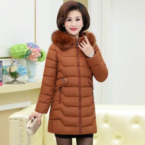 Womens winter jacket high-end new mothers clothing in the long section of middle-aged cotton temperament wild womens clothing