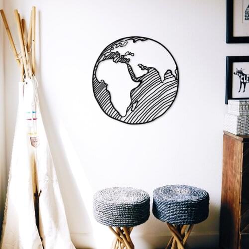 Globe Metal Black Decor Creative Wall Art Decorative Nordic Style Large Wall Decor for Living Room Bedroom Office Home Decoration