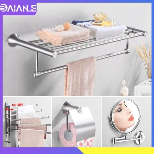 Bathroom Towel Holder Set Stainless Steel Towel Rack Hanging Holder Wall Mounted Double Towel Bar Ring Robe Hook Paper Holder