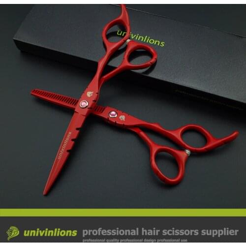 6" red professional japan hair scissors set razor barber hairdressing cutting thinning tijeras peluqueria salon hair sissors kit