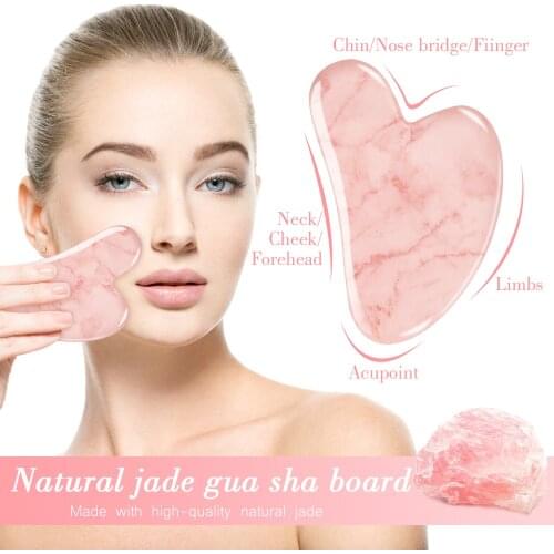 Jade Gua Sha Massagers For Face Rose Quartz Stone Massage Tool Natural Gouache Scraper Body Slimming Guasha Beauty Skin Care
