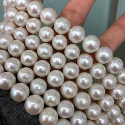9-11mm Big Size White Color Edison Pearl Necklace Real Freshwater Pearl Strand String 39cm Long