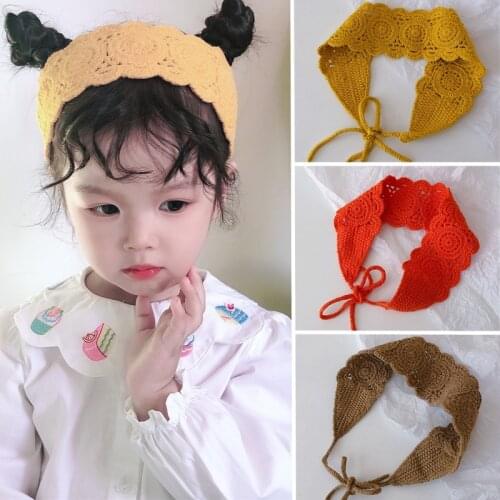 Korean Children Knitted Headband Turban Hollow Out Baby Girls Candy Color Hair Band Kids Clothes Hair Accessiories Headwear