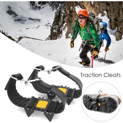 Outdoor Crampons Wear Resistant Hiking Shoe Spikes high density manganese steel Removable 4-tooth Ice Snow Traction Splint
