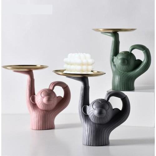 Resin Snack Tray Cute Big Monkey Standing High Foot Beverage Snack Tray Wedding Party Decor Plate