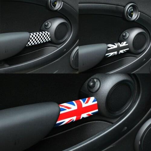 Car styling For MINI Cooper Clubman R55 R56 R57 R58 R59 Car Interior Door Handle Knob Cover Modified Parts Union Jack gray Style
