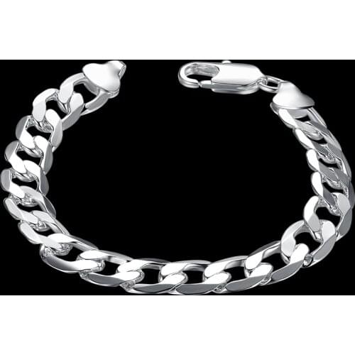 Special offer Hot 925 sterling silver Classic 10MM chain Bracelets for mens women Wedding party Christmas Gifts fashion Jewelry