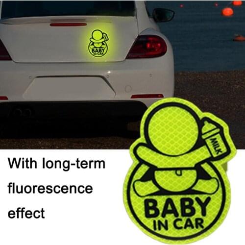 Reflective Baby On Board Baby in Car Window Bumper Sticker Vinyl Decal Cute