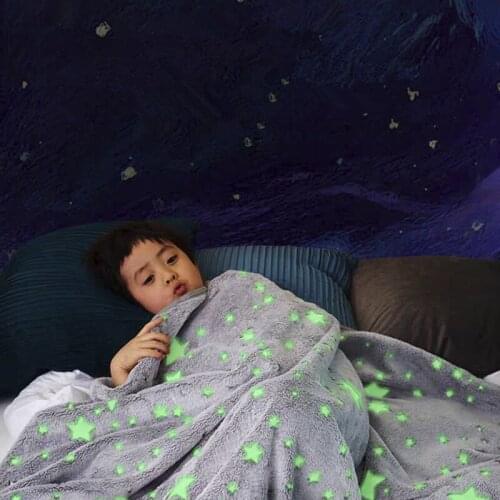 Magical Luminous Kids Blanket Soft Fluffy Flannel Star Moon Blankets Christmas Gift Home Rug Childrens Fluorescent Blanket